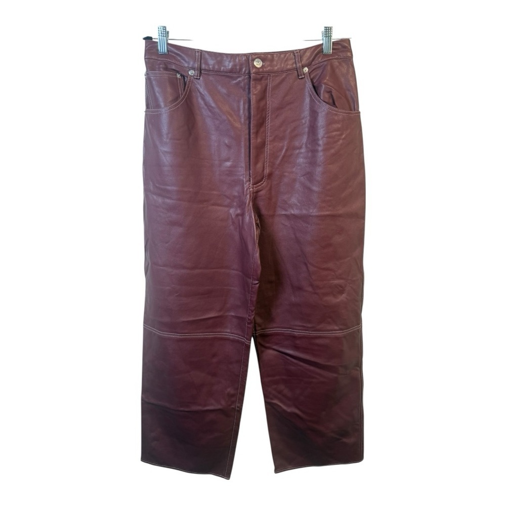 Free People / We The Free‎ Burgundy The It Factor Vegan Leather Pants Size 14